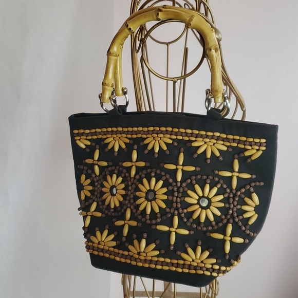 Talbots Handbags - Talbots Bamboo Handled & Beaded Clutch